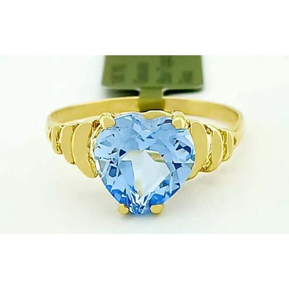 Genuine 2.45 Cts Blue Topaz Ring 10k Yellow Gold